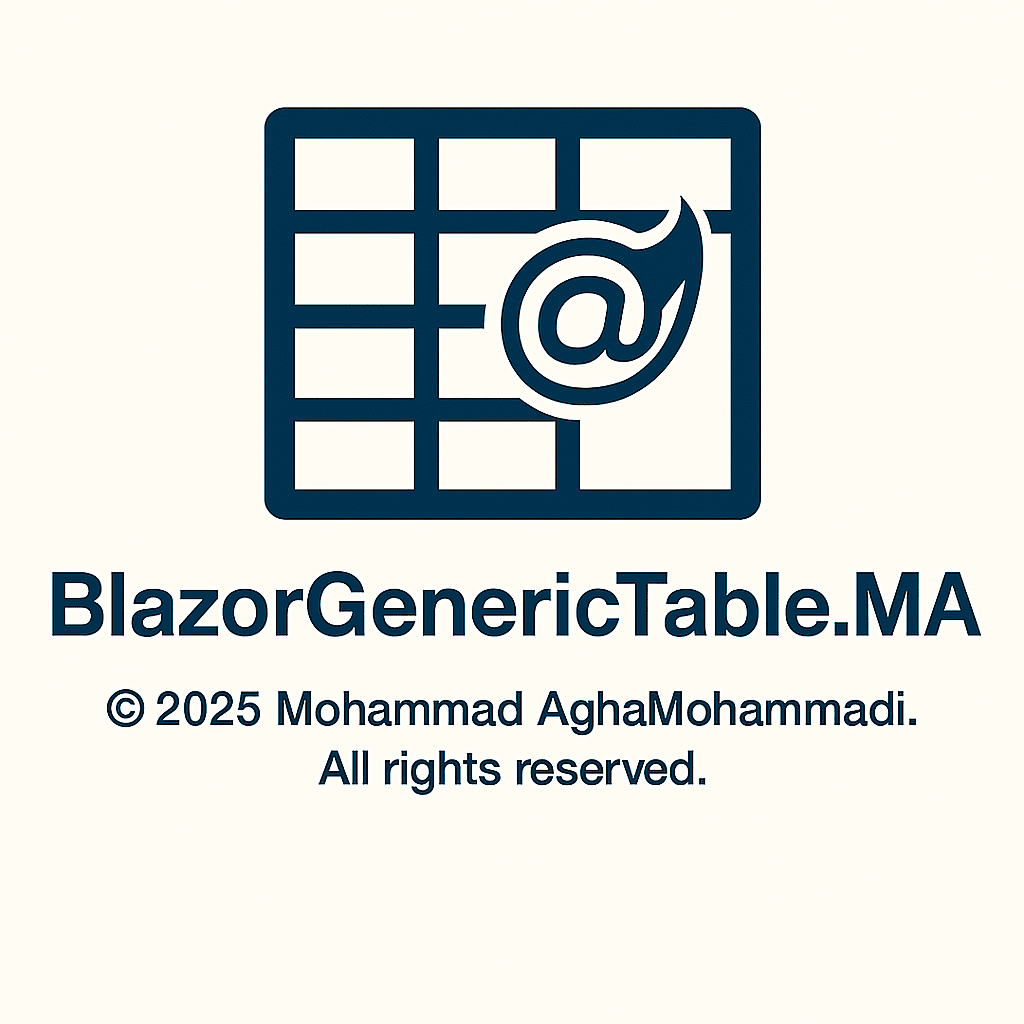 پکیج BlazorGenericTable.MA